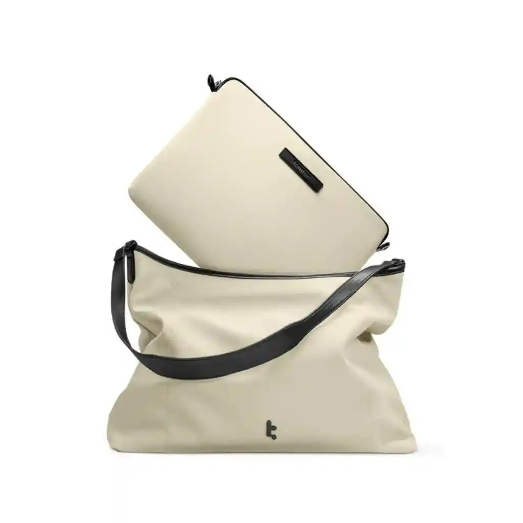 Tomtoc Bolso Tote Versatile-t28 + Funda Notebook 14″ - Beige