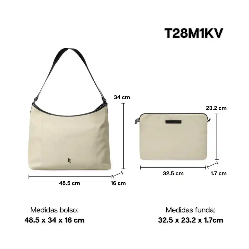 Tomtoc Bolso Tote Versatile-t28 + Funda Notebook 14″ - Beige