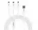 Cable Cargador Triple 3 En 1 Micro, Tipo C, Lighting Multiple