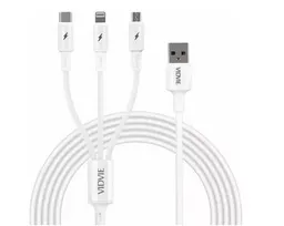 Cable Cargador Triple 3 En 1 Micro, Tipo C, Lighting Multiple