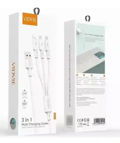 Cable Cargador Triple 3 En 1 Micro, Tipo C, Lighting Multiple