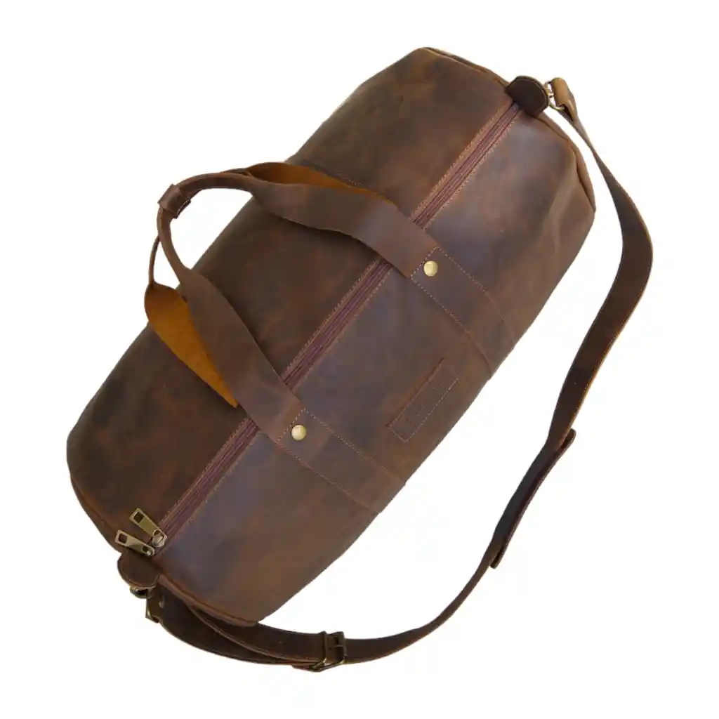 Bolso De Viaje De Cuero Café Tostado