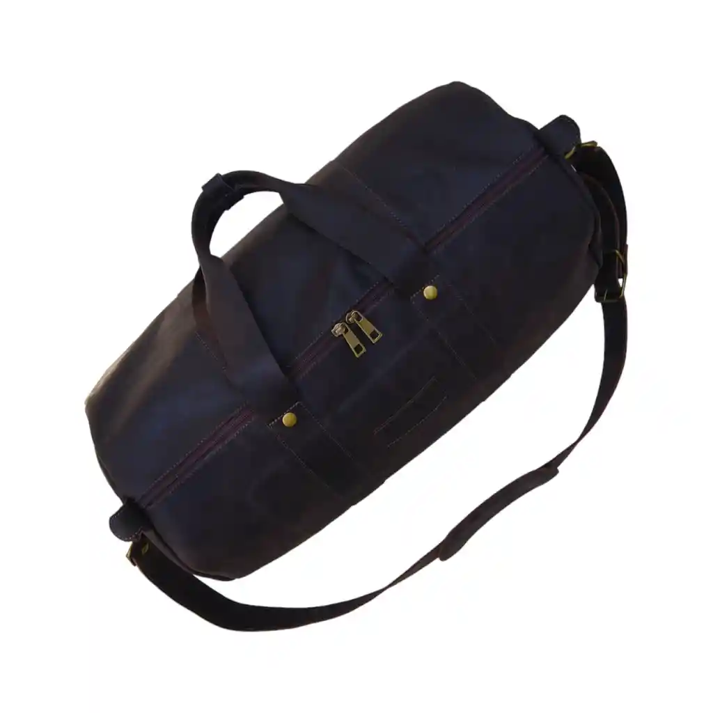 Bolso De Viaje De Cuero Café Oscuro