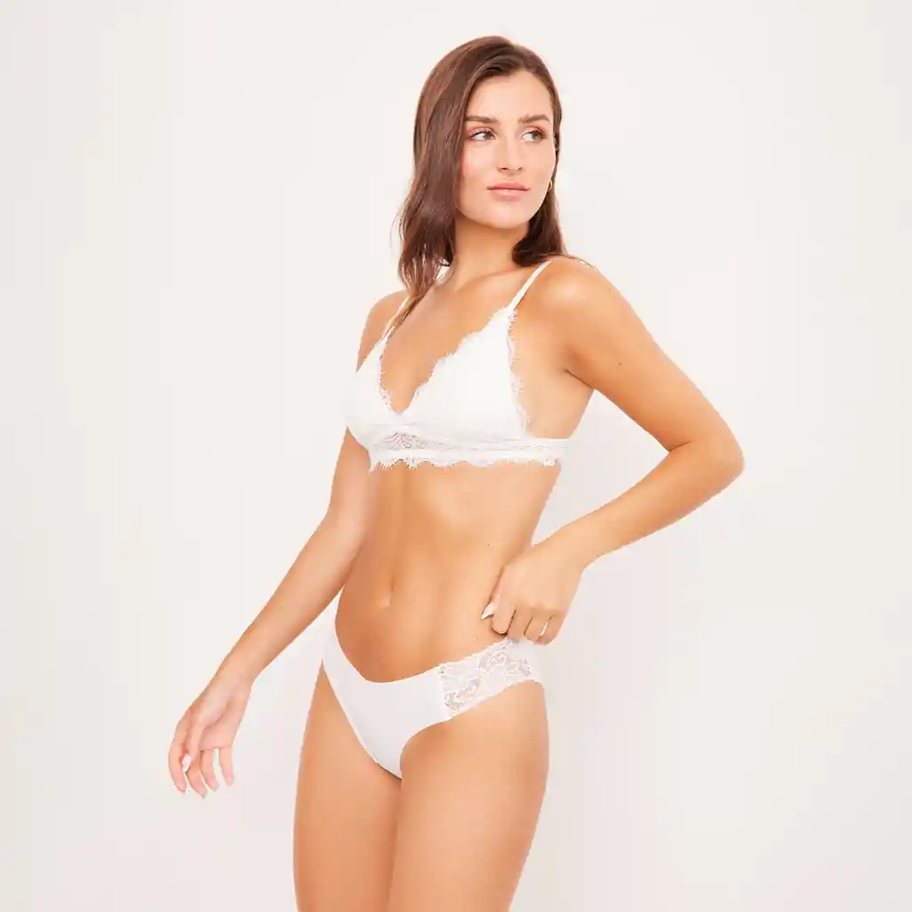 Calzón Culotte Mujer Detalle Encaje L Blanco