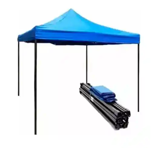 Toldo 3x3 Plegable Metálico Inoxidable Lona, Resiste Lluvia