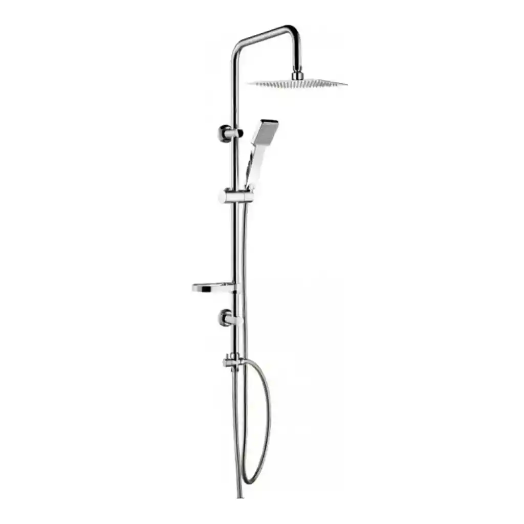 Ducha Columna Con Llave De Paso Cuadrada Acero
