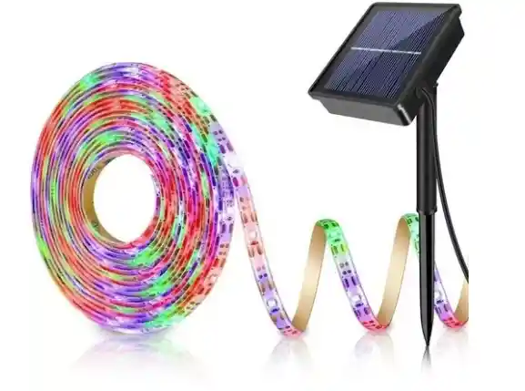 Cinta Led Solar Multicolor Solar 5 Metros Rbg Resiste Lluvia