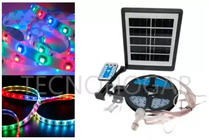 Cinta Led Solar Multicolor Solar 5 Metros Rbg Resiste Lluvia