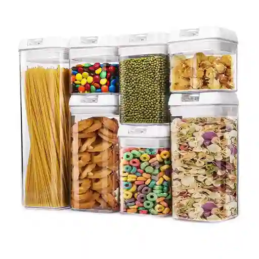 Set 7 Contenedores Herméticos Almacenamiento Despensa Cocina Plásticos