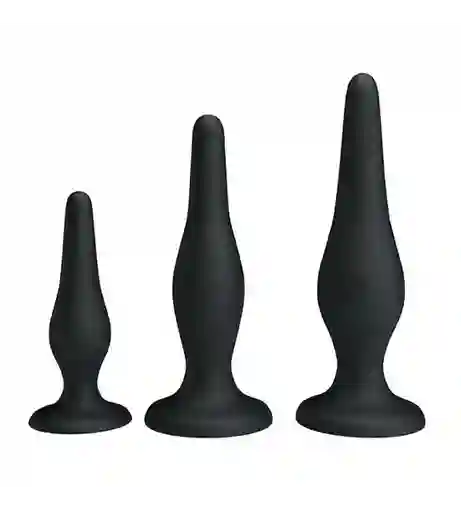 Kit Plugs Anal Negro 3 Piezas