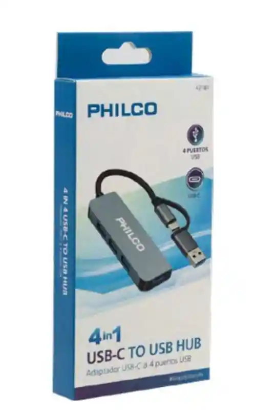 Adaptador Philco Usb-c To Usb A 4 Port Usb