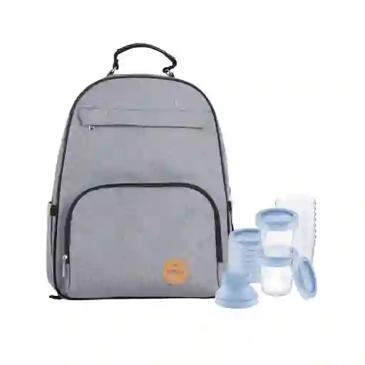 Mochila Maternal Oak + Set De 10 Vasos De Almacenamiento