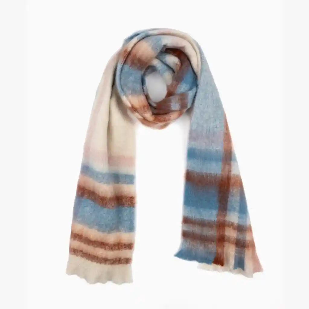 Bufanda Mujer Líneas Cruzadas Azul