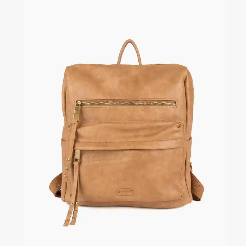 Mochila Mujer Cierre Tachas Camel