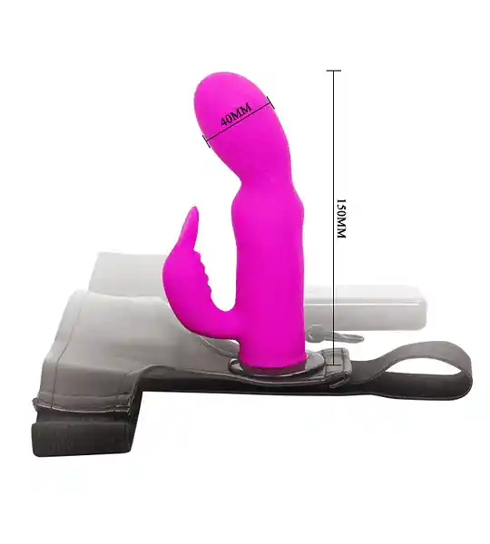 Arnés Con Conejo Vibrador Silicona ( Vibración Variable)