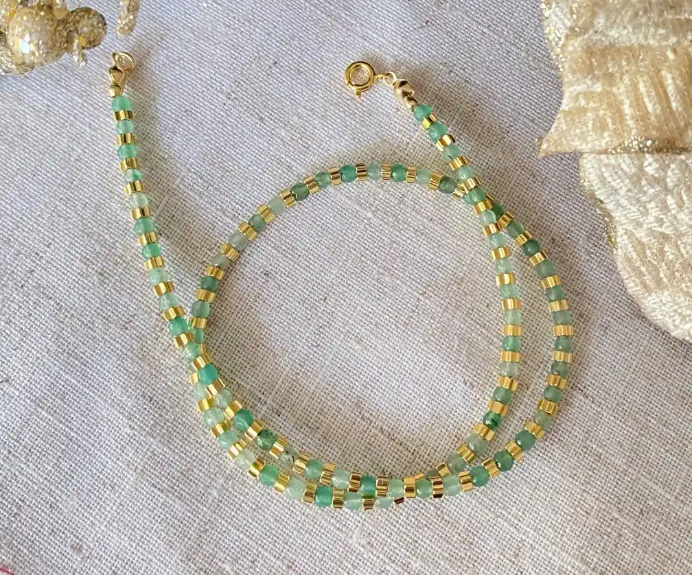 Collar Oro Iris De Jade Verde