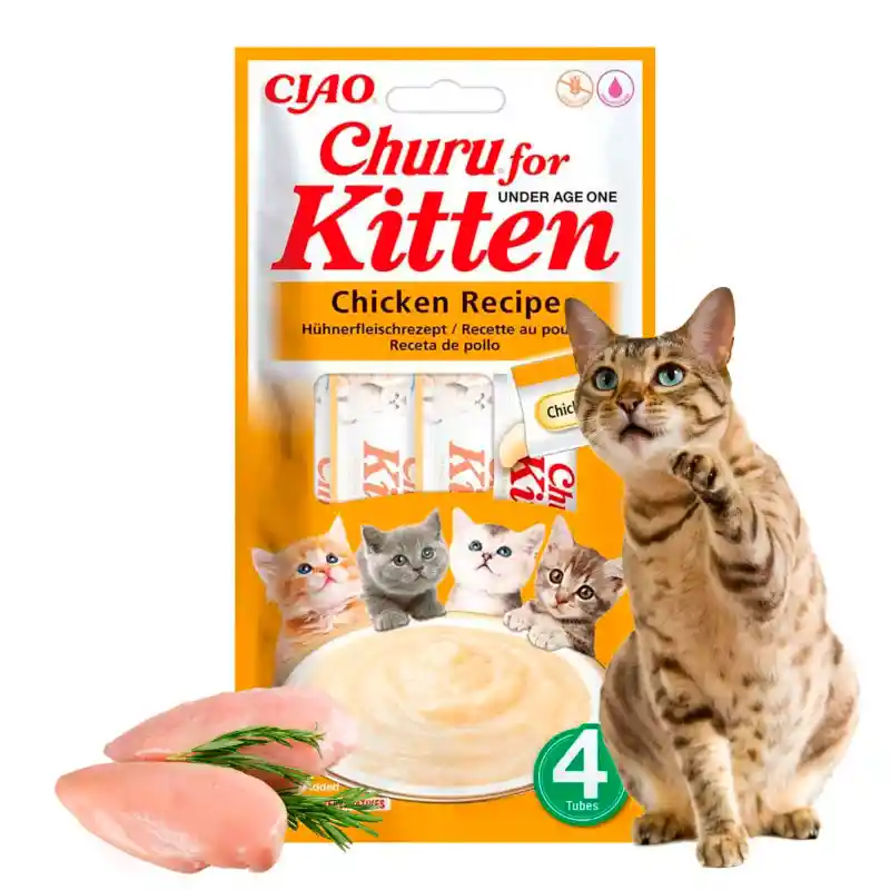 Inaba - Churu For Kitten Receta De Pollo Para Gatitos 4 Tubos 56g