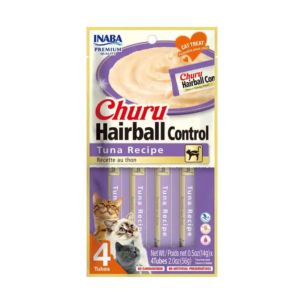 Inaba - Churu Hairball Control Receta De Atun Para Gatos 4 Tubos 56g