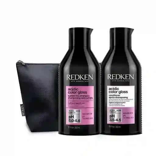 Pack Acidic Color Gloss Protector Del Color Shampoo 300 Ml + Acondicionador 300 Ml + Cosmetiquero