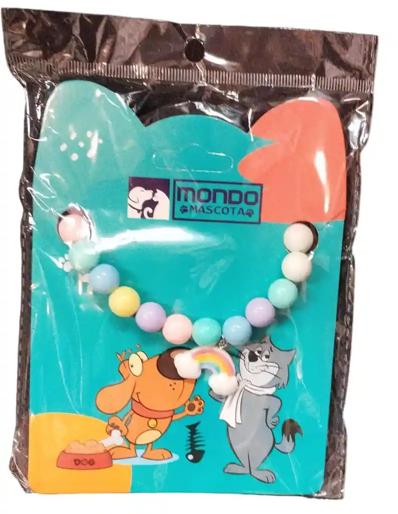 Mondo Mascotas - Collar Adorno Diseño Perlas Con Arcoiris Perros