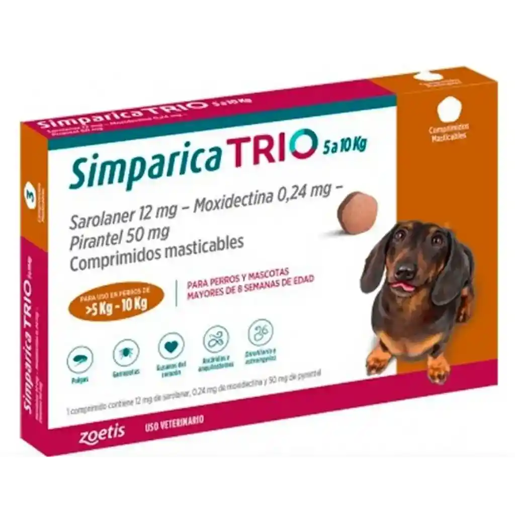 Simparica Trio 20mg 5,1 A 10kg 3 Comprimido