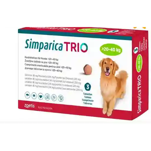 Simparica Trio 80mg 20,1 A 40kg 3 Comprimido