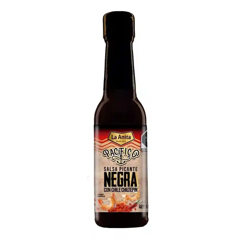 Aji Salsa Picante Negra Con Chile Chiltepin La Anita 150ml