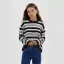 Sweater Lineas En Tonos Negro Y Gris M