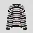 Sweater Lineas En Tonos Negro Y Gris M