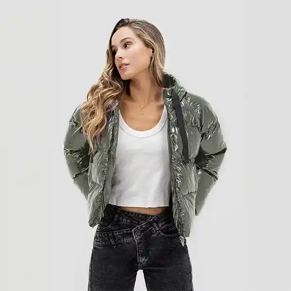 Parka Acolchada Metalizada Verde L