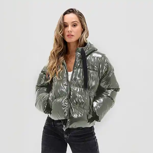 Parka Acolchada Metalizada Verde L
