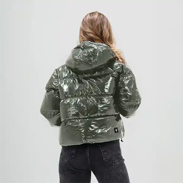 Parka Acolchada Metalizada Verde L