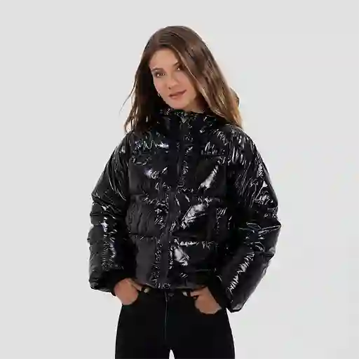 Parka Acolchada Metalizada Negra L