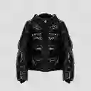 Parka Acolchada Metalizada Negra L