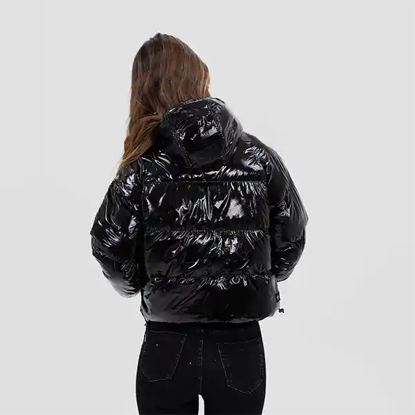 Parka Acolchada Metalizada Negra L
