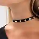 Choker Negro Perlas Ajustable