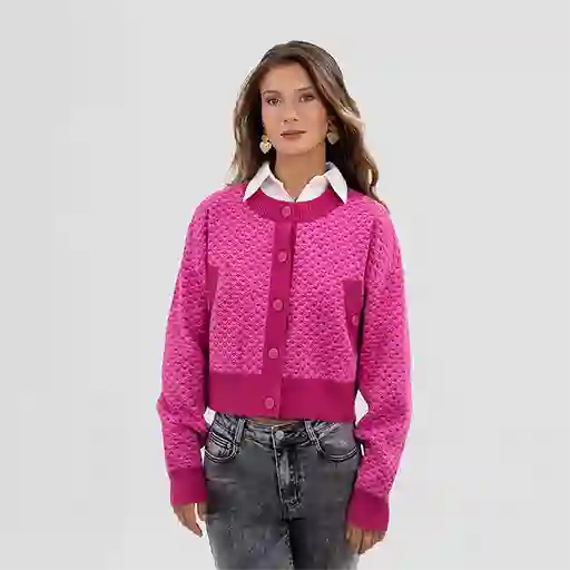Sweater Cardigan Rosado Botones Xs
