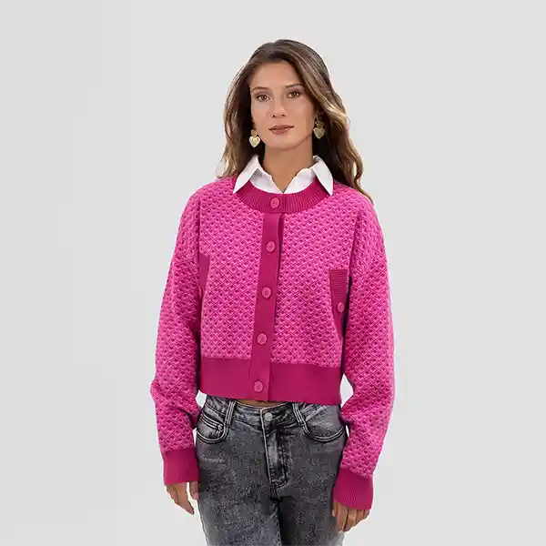 Sweater Cardigan Rosado Botones S