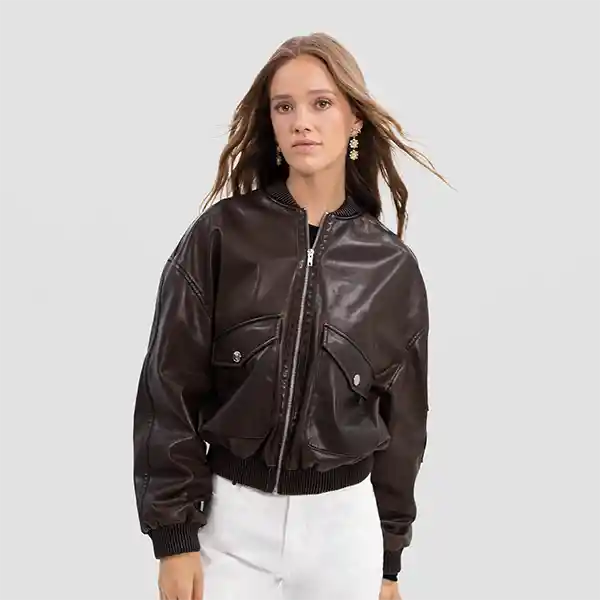Bomber Pu Café Mujer M