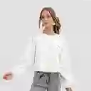 Blusa Manga Larga Volantes Ecru M