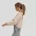 Blusa Manga Larga Volantes Beige S