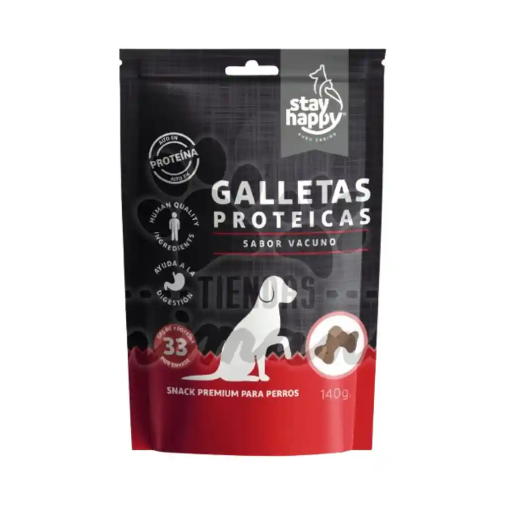 Stay Happy Snack Galleta Proteica Para Perros Sabor A Vacuno (140 Gr)