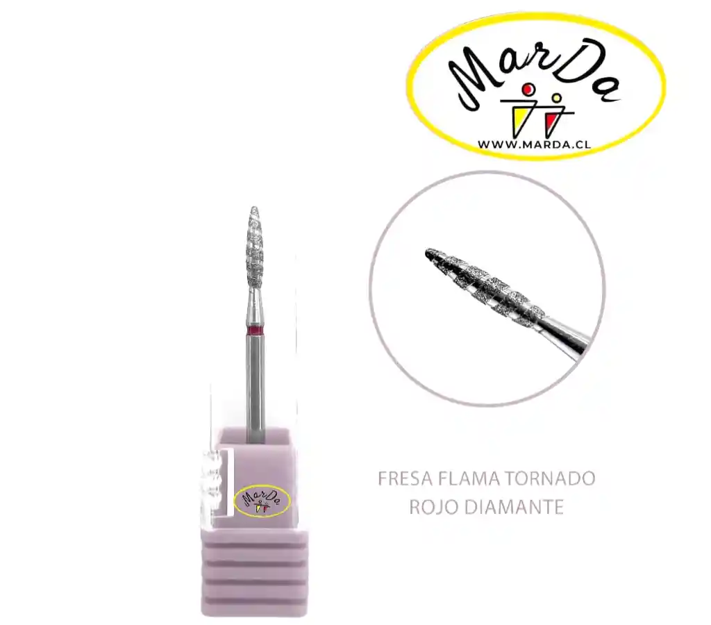 Fresa De Diamante Flama Tornado O Twister 2,3 Mm Roja - Grano Fino