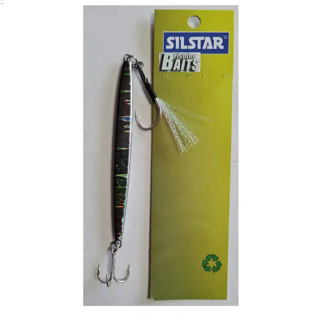 Señuelo Silstar Jig 10cms 30gr Plomo/fibra Negro/pejerey