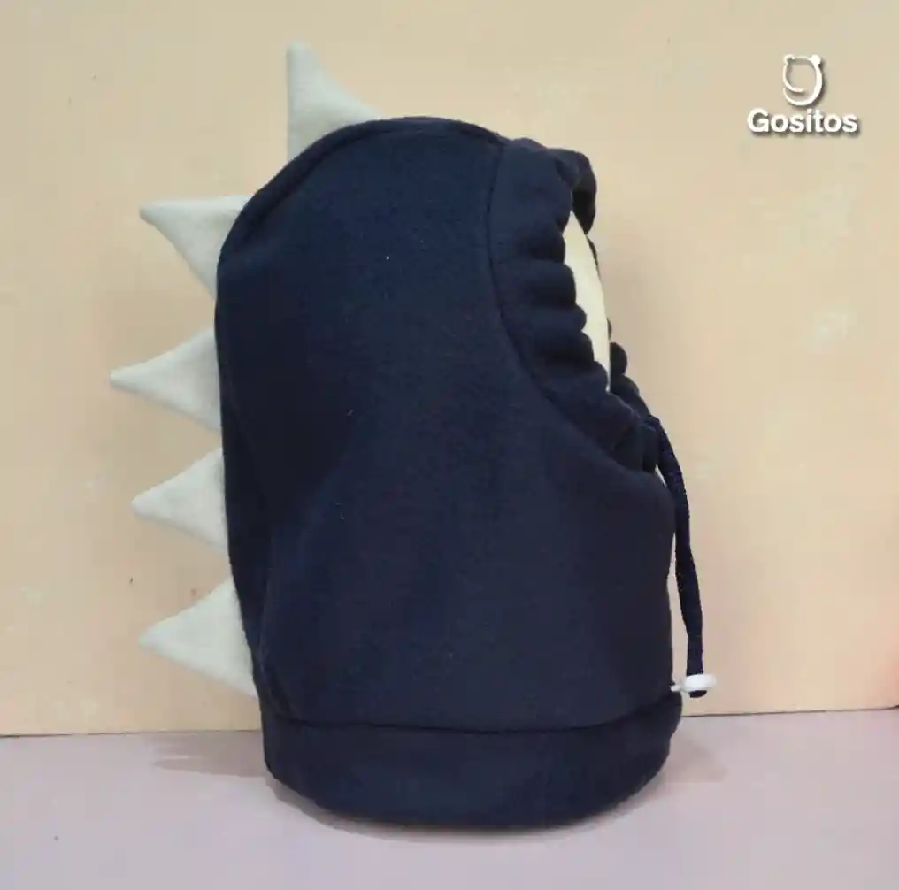 Gorro Dinosaurio Azul Marino Gris Talla S (de 12 Meses A 3 Años)