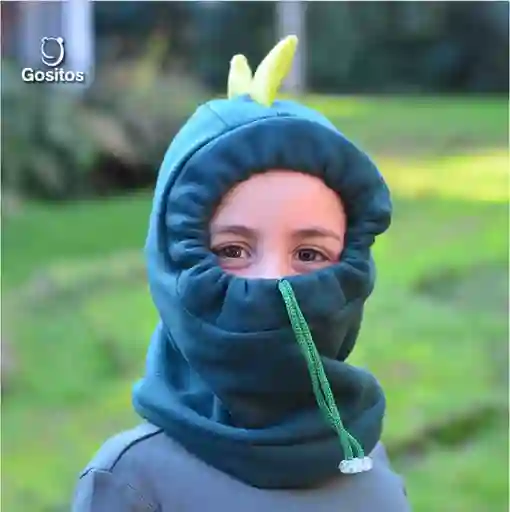 Gorro Dinosaurio Verde Oscuro Talla S (de 12 Meses A 3 Años)