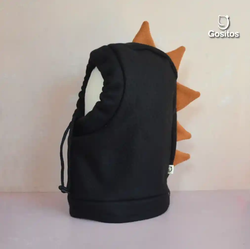 Gorro Dinosaurio Negro Terracota Talla M (4 Años En Adelante)
