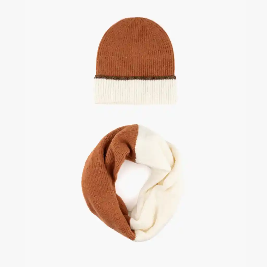 Set Gorro Y Bufanda Mujer Infinito Café