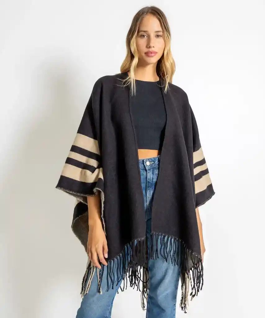 Capa Mujer Líneas Talla Única Negro