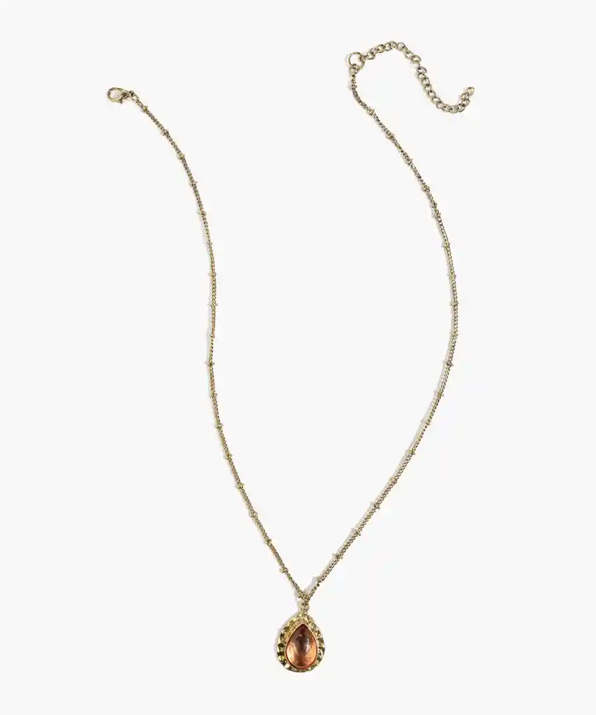 Collar Mujer Con Piedra Dorado
